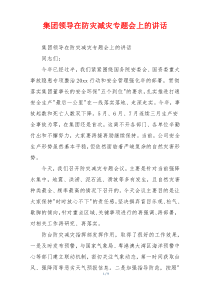 集团领导在防灾减灾专题会上的讲话