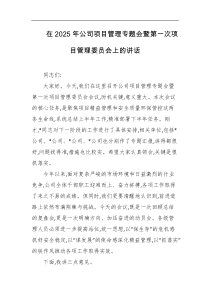 在2025年公司项目管理专题会暨第一次项目管理委员会上的讲话