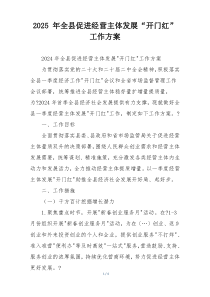 2025 年全县促进经营主体发展“开门红”工作方案