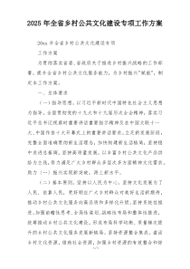 2025年全省乡村公共文化建设专项工作方案