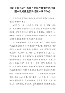习近平总书记”两会“期间在参加江苏代表团审议时的重要讲话精神学习体会