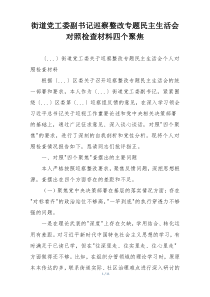 街道党工委副书记巡察整改专题民主生活会对照检查材料四个聚焦