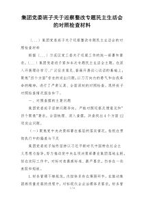集团党委班子关于巡察整改专题民主生活会的对照检查材料