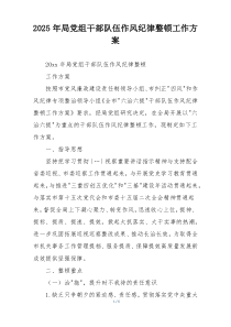 2025年局党组干部队伍作风纪律整顿工作方案