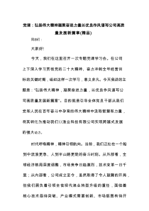党课：弘扬伟大精神凝聚奋进力量以优良作风谱写公司高质量发展新篇章（精品）