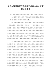 关于加强领导班子和领导干部能力建设方面的认识体会