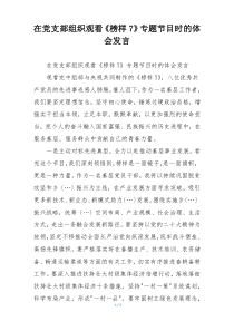 在党支部组织观看《榜样7》专题节目时的体会发言