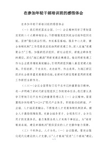 在参加年轻干部培训班的感悟体会