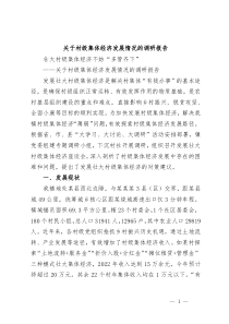 关于村级集体经济发展情况的调研报告