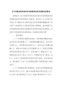 关于村集体经济组织和村级集体经济发展情况的报告