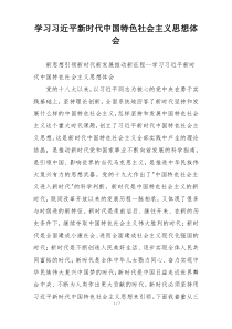 学习习近平新时代中国特色社会主义思想体会