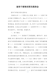 宣传干部培训班交流体会