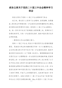 政协主席关于党的二十届三中全会精神学习体会