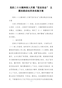 党的二十大精神深入开展“坚定信念” 主题实践活动具体实施方案