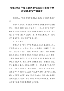 党组2025年度主题教育专题民主生活会检视问题整改方案详情