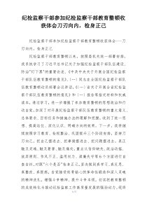 纪检监察干部参加纪检监察干部教育整顿收获体会刀刃向内，检身正己