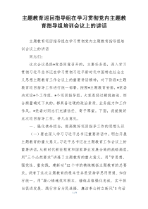 主题教育巡回指导组在学习贯彻党内主题教育指导组培训会议上的讲话
