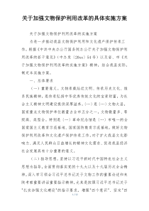 关于加强文物保护利用改革的具体实施方案