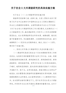 关于在全X大兴调查研究的具体实施方案