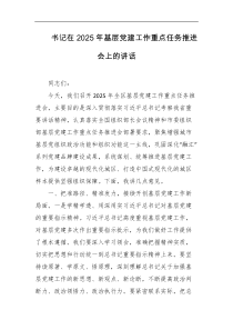 书记在2025年基层党建工作重点任务推进会上的讲话