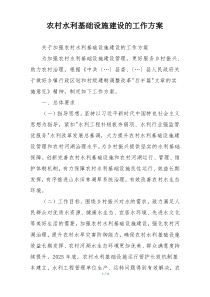 农村水利基础设施建设的工作方案