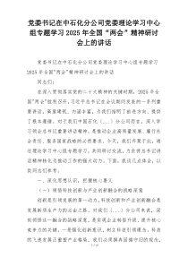 党委书记在中石化分公司党委理论学习中心组专题学习2025年全国“两会”精神研讨会上的讲话