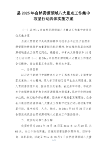 县2025年自然资源领域八大重点工作集中攻坚行动具体实施方案
