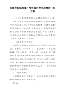 县住建系统营商环境领域问题专项整治工作方案