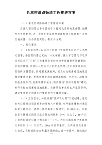 县农村道路畅通工程推进方案