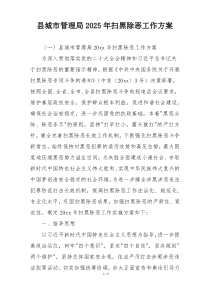 县城市管理局2025年扫黑除恶工作方案