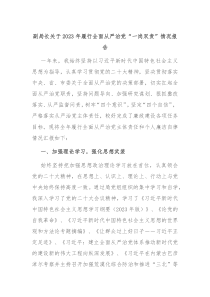 副局长关于20XX年履行全面从严治党一岗双责情况报告