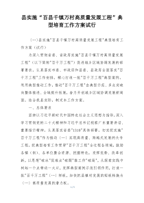 县实施“百县千镇万村高质量发展工程”典型培育工作方案试行