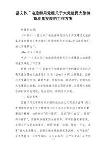 县文体广电旅游局党组关于大党建促大旅游高质量发展的工作方案