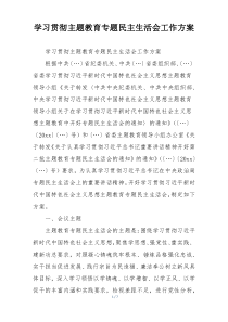 学习贯彻主题教育专题民主生活会工作方案