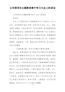 公司领导在主题教育集中学习大会上的讲话