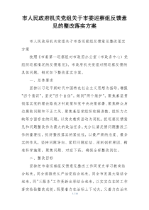 市人民政府机关党组关于市委巡察组反馈意见的整改落实方案