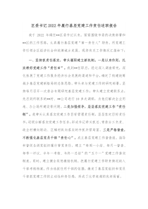 区委书记20XX年履行基层党建工作责任述职报告