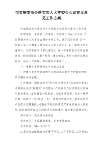 市监察委员会落实市人大常委会会议审议意见工作方案
