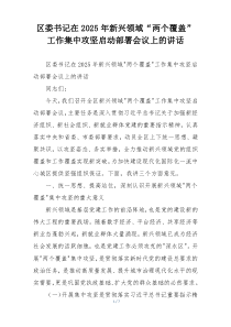 区委书记在2025年新兴领域“两个覆盖”工作集中攻坚启动部署会议上的讲话