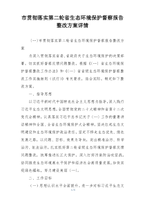 市贯彻落实第二轮省生态环境保护督察报告整改方案详情