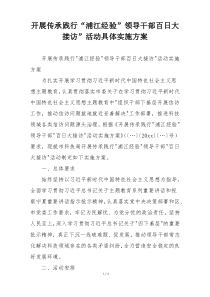 开展传承践行“浦江经验”领导干部百日大接访”活动具体实施方案