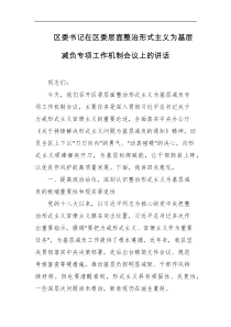 区委书记在区委层面整治形式主义为基层减负专项工作机制会议上的讲话
