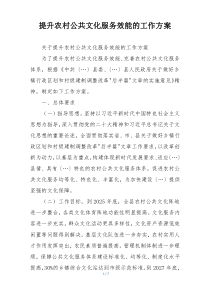 提升农村公共文化服务效能的工作方案