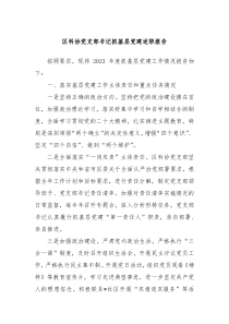区科协党支部书记抓基层党建述职报告