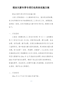 根治欠薪冬季专项行动具体实施方案