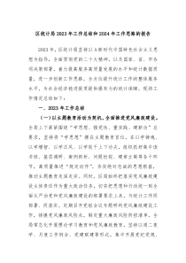 区统计局20XX年工作总结和2024年工作思路的报告