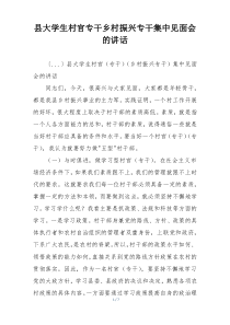 县大学生村官专干乡村振兴专干集中见面会的讲话