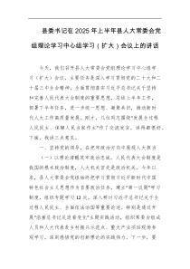 县委书记在2025年上半年县人大常委会党组理论学习中心组学习扩大会议上的讲话