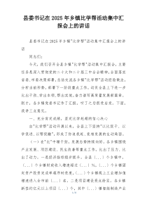 县委书记在2025年乡镇比学帮活动集中汇报会上的讲话