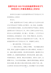 县委书记在2025年全县低温雨雪冰冻天气防范应对工作紧急调度会上的讲话
